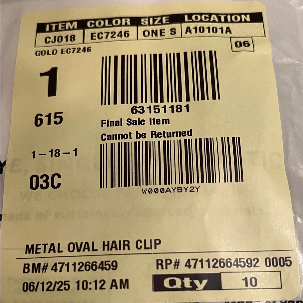 J. Crew Gold/Silver Set of Two Metal Oval Hair Clips/NWT - Picture 10 of 10